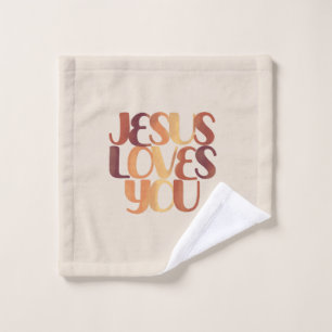 Jesus Loves Christelijk Typografie Ontwerp Washandje
