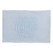 Jesus Loves Christelijke Typografie Ontwerp  Kussensloop (Achterkant)