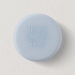 Jesus Loves Christelijke Typografie Ontwerp  Ronde Button 3,2 Cm