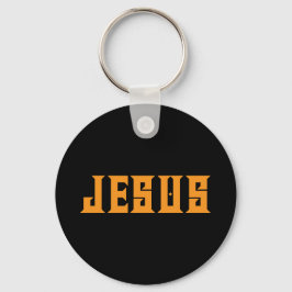 Jesus Loves Custom Name Black Gold  Sleutelhanger