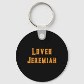 Jesus Loves Custom Name Black Gold  Sleutelhanger (Achterkant)