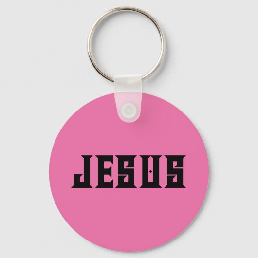 Jesus Loves Custom Name Pink  Sleutelhanger (Voorkant)