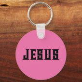 Jesus Loves Custom Name Pink  Sleutelhanger (Voorkant)