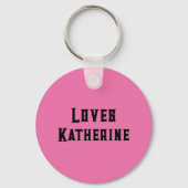 Jesus Loves Custom Name Pink  Sleutelhanger (Achterkant)