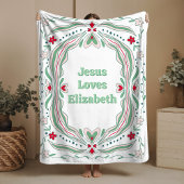 Jesus Loves Custom Name Sherpa Blanket Baby Gift Deken