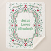 Jesus Loves Custom Name Sherpa Blanket Baby Gift Sherpa Deken (Voorkant)