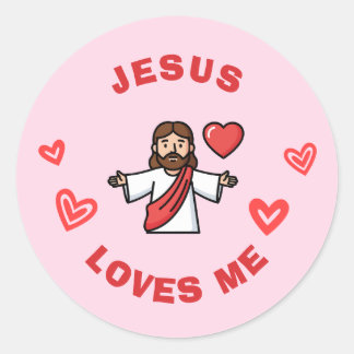 Jesus Loves Me | Children's Christian Valentine Ronde Sticker