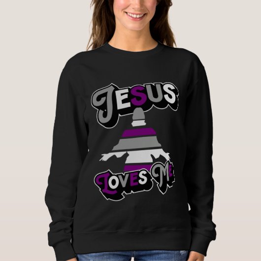 Jesus Loves Me Church Christian Asexual Pride Flag Trui (Voorkant)
