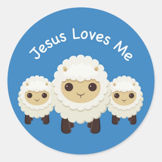 Jesus Loves Me Cross herder schapen Blauwe Sticker (Voorkant)