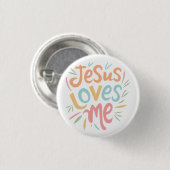 Jesus Loves Me - design Ronde Button 3,2 Cm (Voorkant /achterkant)