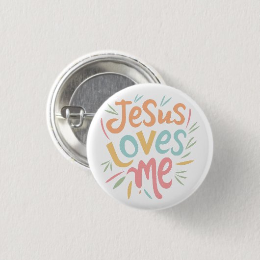 Jesus Loves Me - design Ronde Button 3,2 Cm (Voorkant /achterkant)