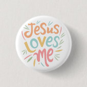 Jesus Loves Me - design Ronde Button 3,2 Cm (Voorkant)