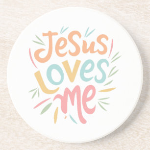 Jesus Loves Me -  design Zandsteen Onderzetter