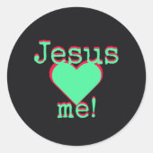 Jesus loves me ronde sticker (Voorkant)