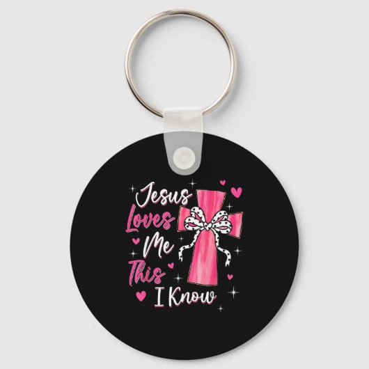 Jesus Loves Me This I Know God Religious Christian Sleutelhanger (Voorkant)