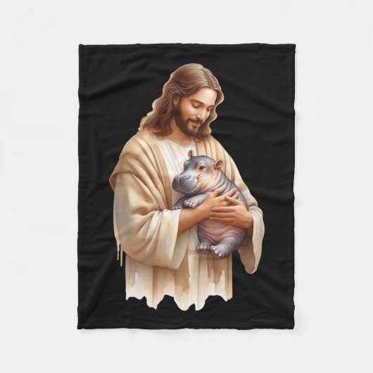 Jesus Loves Moo Deng Bouncy Pig Schattige Ba Fleece Deken (Voorkant)