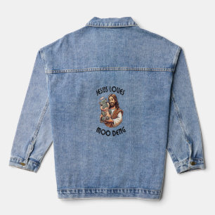 Jesus Loves Moo Deng T-shirt_3 Denim Jacket
