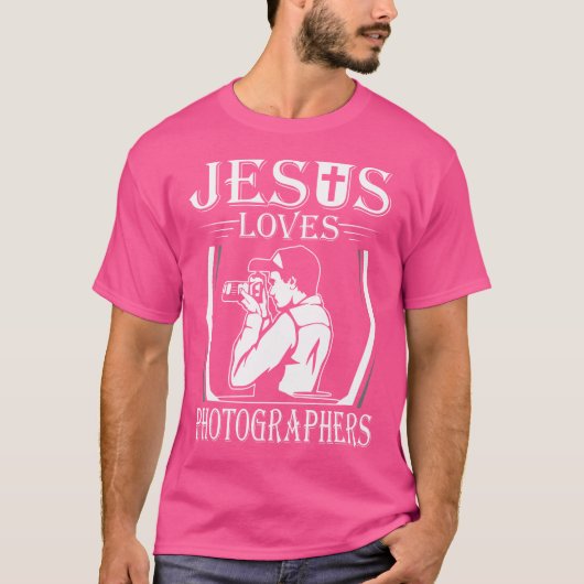 Jesus Loves Photographers Camera Photography T-shirt (Voorkant)