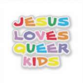 Jesus Loves Queer Kinder Vinyl Sticker (Voorkant)