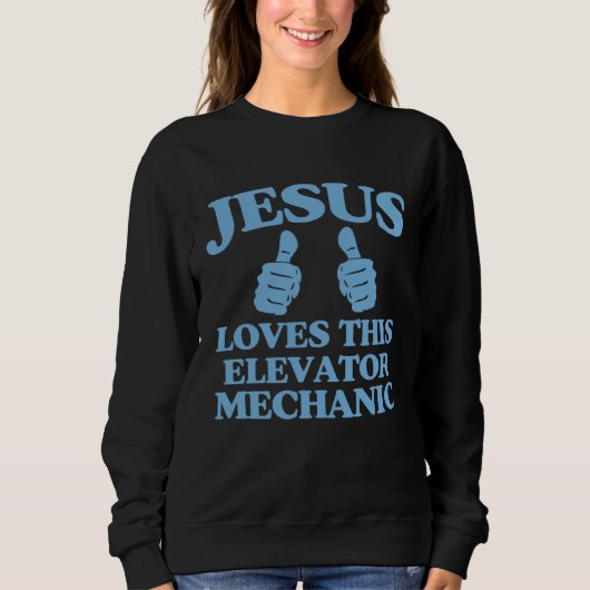 Jesus Loves This Elevator Mechanic Christian Churc Trui (Voorkant)