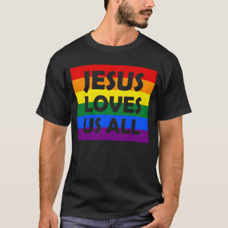 JESUS LOVES US ALL LGBT gay pride Rainbow boy T-shirt