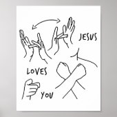 Jesus Loves You Asl Sign Language Christian Poster (Voorkant)