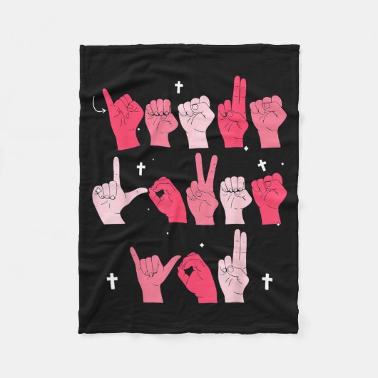 Jesus Loves You Asl Sign Language Christian Valent Fleece Deken (Voorkant)