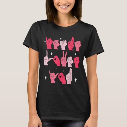 Jesus Loves You Asl Sign Language Christian Valent T-shirt (Voorkant)