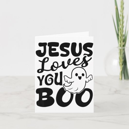 Jesus Loves You Boo Christian Halloween Ghost Funn Kaart (Voorkant)
