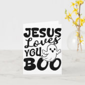 Jesus Loves You Boo Christian Halloween Ghost Funn Kaart (Gele Bloem)