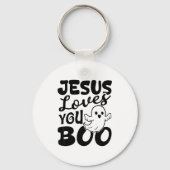 Jesus Loves You Boo Christian Halloween Ghost Funn Sleutelhanger (Voorkant)