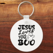 Jesus Loves You Boo Christian Halloween Ghost Funn Sleutelhanger (Voorkant)