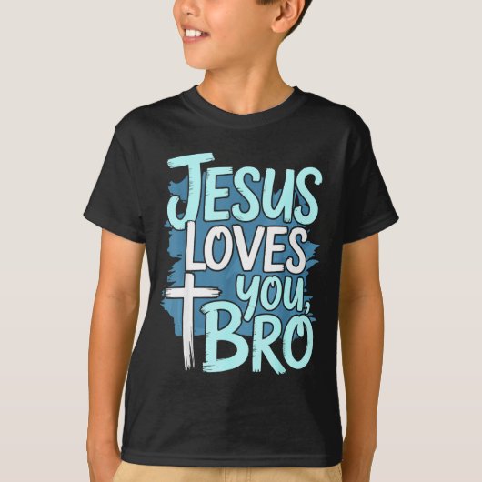 Jesus Loves You Bro Christian Religious  T-shirt (Voorkant)