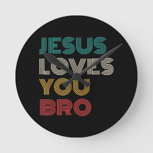 Jesus Loves You Bro, Funny Christelijk Faith Retro Ronde Klok