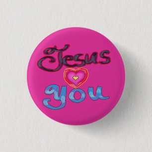 ‘Jesus Loves You’ Christelijk citaat met hart Ronde Button 3,2 Cm