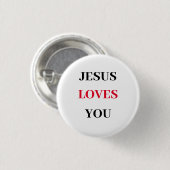 Jesus Loves You Christian Ronde Button 3,2 Cm (Voorkant /achterkant)