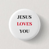 Jesus Loves You Christian Ronde Button 3,2 Cm (Voorkant)