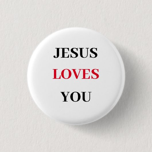 Jesus Loves You Christian Ronde Button 3,2 Cm (Voorkant)