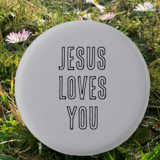 Jesus Loves You Custom Grijs & Zwart Christelijk Ronde Button 3,2 Cm