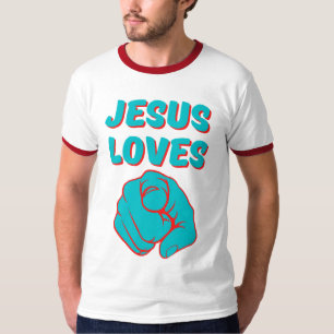 Jesus Loves You Faith Based Quote Mannen Ringer T-shirt