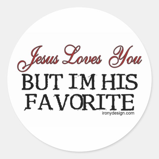 Jesus Loves You Favorite Ronde Sticker (Voorkant)