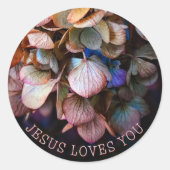 Jesus Loves You Flower Christian Ronde Sticker (Voorkant)