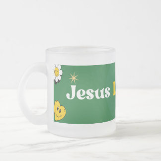 Jesus Loves You Groen Geel Smiley Schattige Matglas Koffiemok