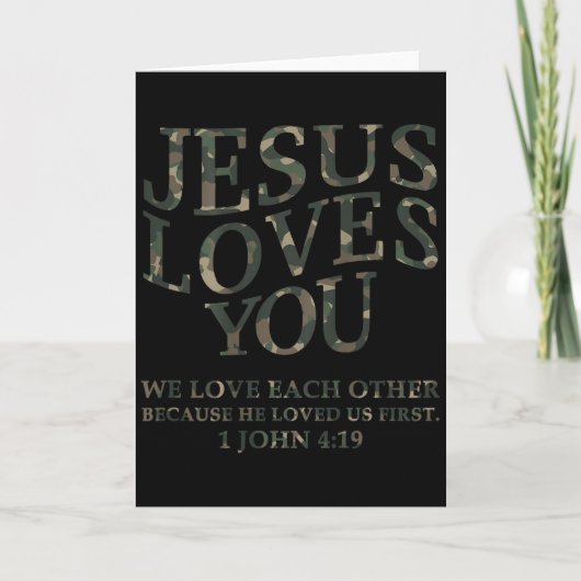 Jesus Loves You Me Camo Christian Youth Men God So Kaart (Voorkant)