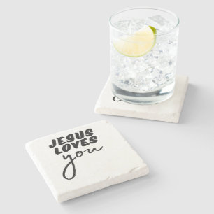 'Jesus Loves You' Minimalistische Christelijke Aan Stenen Onderzetter
