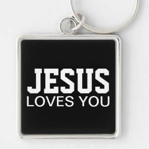 Jesus Loves You Motiverende Typografie Sleutelhanger