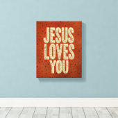 Jesus Loves You Rustic Christian Encouragement Canvas Afdruk (Insitu (Houten vloer))