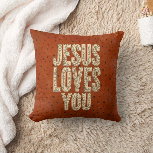 Jesus Loves You Rustic Christian Encouragement Kussen (Deken)