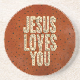 Jesus Loves You Rustic Christian Encouragement Zandsteen Onderzetter