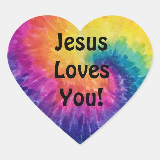 Jesus Loves You tie dye sticker (Voorkant)